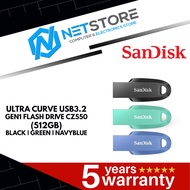 SANDISK ULTRA CURVE USB3.2 GEN1 FLASH DRIVE CZ550  512GB |  - BLACK | GREEN | NAVYBLUE