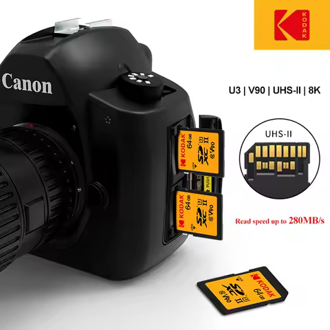 KODAK V90 SD Card 256G 280MB/s High Speed SDHC SDXC UHS-II C10 U3 V30 4K 8K Full HD Video Extreme Fl