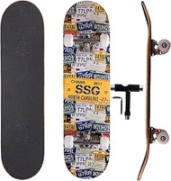 Professional Double Kick Skateboard, 31 inch Maple Deck, ABEC-9 Bearings, 95A PU Wheels