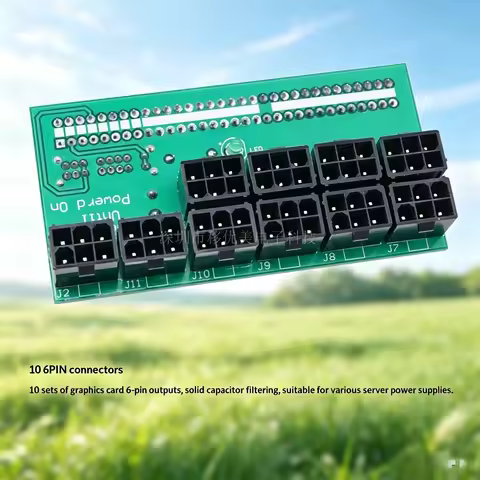 12V Server Power Supply Breakout Board 10 Port 6PIN GPU Mining Adapter Card For HP Dell Lenovo Huawe