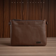 Reven Leather Adam Handbag - Tas Tangan Clutch Pria Kulit Sapi Asli Free Random Gift