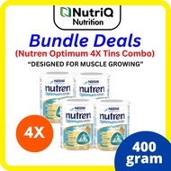 4 Tins Nestle Nutren Optimum 400gram High Whey Protein Complete Nutrition with Probiotics Muscle Str