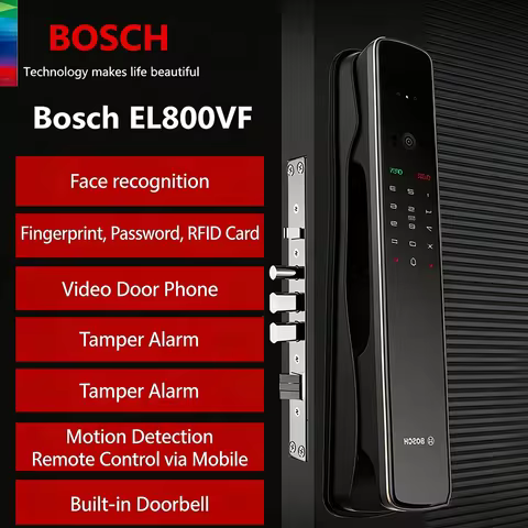 Bosch Smart Lock EL800VF with Video Peephole, Facial Recognition,Fingerprint Password Electronic Loc