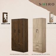 SHIRO Furniture Parker 2 Door 3 Door 2 Drawer Wardrobe / 2 Pintu 3 Pintu 2 laci almari / Cupboard kabinet baju / Cabinet