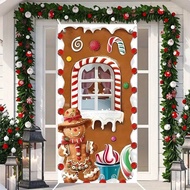 1pc Christmas Decoration Banner - Gingerbread House & Candy Themed Banner, Indoor/Outdoor Holiday De
