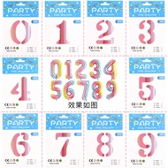 [32Inch]Gradient rainbow colors Birthday Number Balloons Number Balloons Aluminum Balloon Birthday P