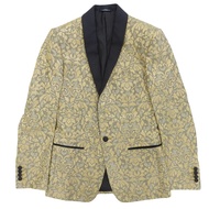 杜嘉班納 (DOLCE & GABBANA) MARTINI 真絲混紡提花印花修身西裝外套，黑色和金色相間，尺寸 44，成色極佳。正品，義大利製。男款。