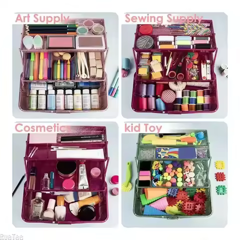 3-layer Foldable Hand-held Storage Box All-glitter Beauty Cosmetics Prop Boxes with Handle Large-cap