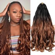 18/24/30 Inch 1 Pack French Curly Braiding Hair Extensions, Black Fluffy Wavy Crochet Braids, Pre-St