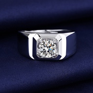 Petchara Jewelry แหวนเพชรโมอีสผู้ชาย 1 กะรัต เงินแท้ S925 น้ำ 100-98 D-VVS1 : F2012