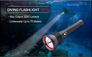 專業潛水勁光電筒 Professional Flashlight for divers. 3200 lumens. Underwater up to 70 m. 5200mAh Lithium bat