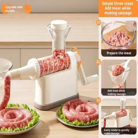 Manual Sausage Stuffer Machine Meat Grinder Filling Maker With Tubing Units For Homemade Production