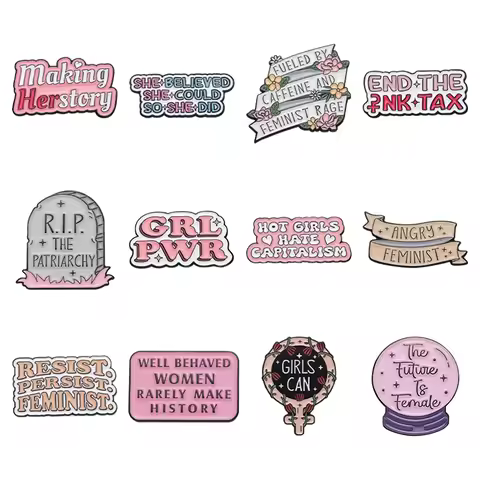 Girl Power Making Herstory Brooch Enamel Pin Text Metal Custom Badge Lapel Clothes Women Gifts Jewel