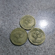 Paket 3 Uang Koin Bunga Melati Pecahan Rp 500 Tahun 1991 Langka 
