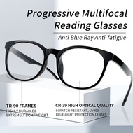 Progressive Multifocal Reading Glasses Anti Blue Ray Anti-fatigue for Men,Diopters:+0.75+1+1.25+1.5+