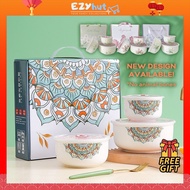Bohemian Bowl Container Set Ceramic Bowl Set Bowl With Lid Food Storage Container Giftbox Doorgift M