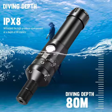 Asafee T21 SST40 2000LM Super Bright Diving Flashlight Photography Torch Portable Dive Spotlight 80m