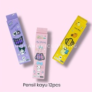 Sanrio HB Pencil, 12 pcs Sanrio Kuromi Cinnamoroll HB Fancy Pencil Pompompurin Melody Pencil/