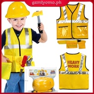 RUNNY Construction Worker Costume for Kids Belt Construction Hat and Costume Vest Kid Builder Career