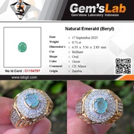 Size 9 / 20 - Emerald Beryl (Zamrud) 0.71 ct Minor Treatment Alpaca MicrosettingRing