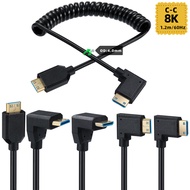 Spring Coiled Mini HDMI Cable, Male to Male, 1.2 meters, 8K@60Hz/4K@120Hz, 90 Degree Mini HDMI Plug 