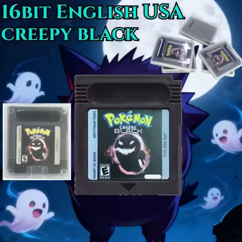HOT Halloween Gift USA GBC Pokemon Creepy Black GBC Game Cartridge 16 Bit Video Game Console Card En