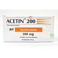 Acetin 200 (Acetylcysteine 200mg) 5g 10sachets / pkt
