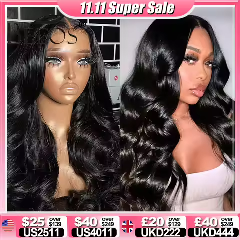 250% Jet Black Glueless 7x7/6X6 HD Lace Closure Wig Human Hair Body Wave Preplucked Ready To Wear 5x