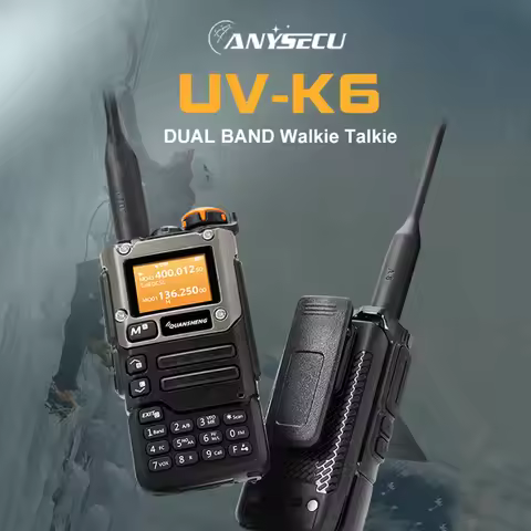 Anysecu QuanSheng UV-K6 UV-K5(8) Walkie Talkie 5W UHF VHF Airband Radio 200 Channels NOAA Weather Al