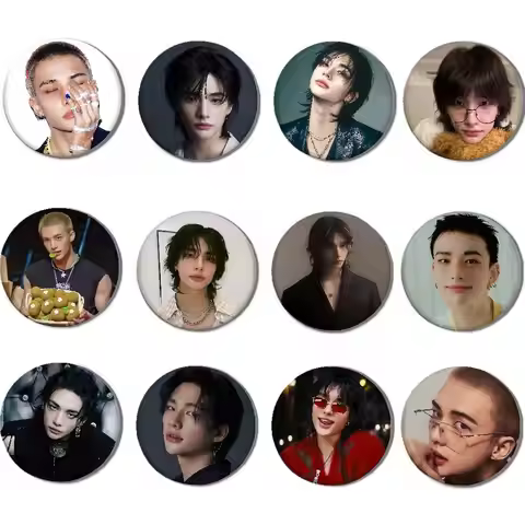 Korean Idol H-Hwang-H-Hyunjin-s Badges Creative Tinplate Button PinsBrooch Creative Quotes Badge Clo