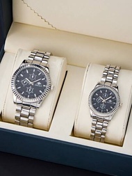 情侶款優雅防水手錶,左側小指錶盤與金色不鏽鋼錶帶,豪華禮物