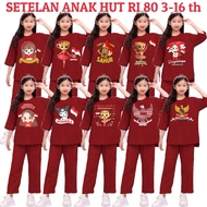 MERAH Oneset Merput Cute Motif Happy Indonesian Independence Day 80 2025 Setab Morif Independent DAY