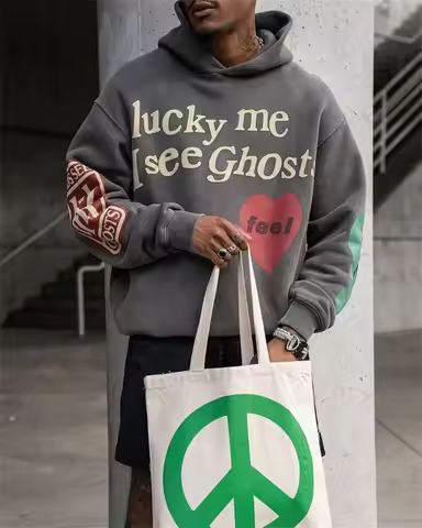 Cpfm KanYe west Lucky Me Isee Ghosts foam letter print sweater high street casual loose oversized hi