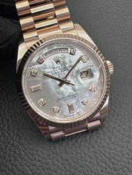 勞力士 Day-Date 18K 玫瑰金 鑽石面