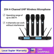 [UK Plug] GOCHANMI Professional UHF 4 Channel Wireless Microphone System Z04 Home Karaoke Party Stag