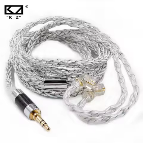 KZ Earphones Cable 8 Core Silver Blue Hybrid 784 Cores Silver Plated Upgrade Cable Heaset Wire For K