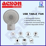 ACSON PORTABLE USB TABLE FAN ATF06B RECHARGEABLE /AUTOMATIC SWING [Blue]