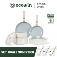 Ecowin Cookware Set (5Pcs) Handle Removable Non Stick Pan Ceramic Rock Coating PFAS & PTFE Free