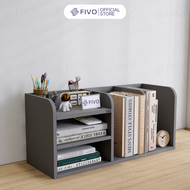 Kệ Sách Gỗ Mini Để Bàn FIVO FB26 Cao Cấp Màu Trắng Và Xám Có Hộc Tiết Kiệm Diện Tích Bo Góc Thẩm Mĩ