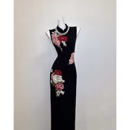 cheongsam cheongsam muslimah plus size cheongsam dress Black High-End Cheongsam Women Summer 2025 Ne