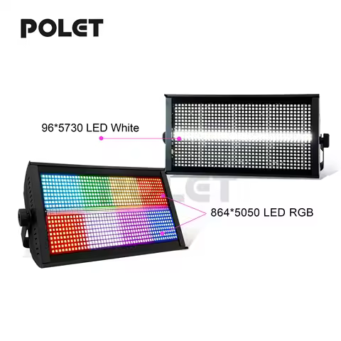 POLET 200W LEDRGBW 4in1 8+8 Partition Strobe Light White 8000K DMX512 Bright Dj Wash Wedding Bar Str