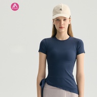 AirActive Side Waist Tie Ruched Asymmetric Ruffle Asymmetrical Hem Slim Fit Pilates Yoga Fitness Top