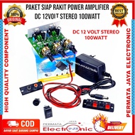 Paket Siap Rakit Power Amplifier DC 12Volt Stereo 100Watt Miniatur