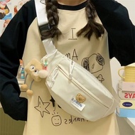 帆布休闲包包女2025新款斜挎包胸包小众百搭ins腰包夏天小挎包0429