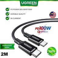 UGREEN USB Type C to USB C PD 100W Cable Type-C to USB-C TypeC Power Delivery Cables Data Transfer Fast Charge Quick Charge Laptop PC MacBook Pro Air iPad Pro iPad Air iPad Mini Asus Acer Dell MSI HP Windows MacOS Tablet Smartphone Mobile Universal