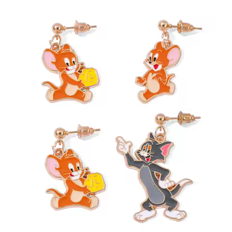1pair Animal Toms Cat Mouse Cartoon Pendant Earrings Cute Jewelry Gift for Friends
