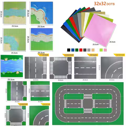 Classic Base Plates City Street Road Plate Building Blocks Figures Construction Toys 32*32 32x32 Dot