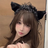 Furry Cat Ear Hairpin with Lace and Bell Cosplay