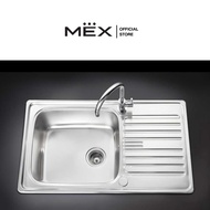 MEX Model BIX1B 1-Hole Sink 1 Rest Size 86 x 50 Cm. Stainless Steel AISI 304