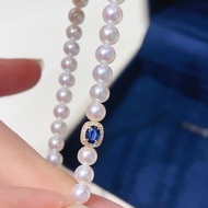 特價💎18K金藍寶石圍鑲天然鑽石珍珠手鏈